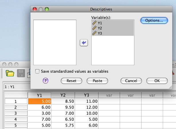 choose variables