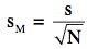 s divided by the square root of N
